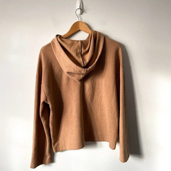 Zara Pearl Sweatshirt Sweater Pullover Hooded Tan Camel Size Small - Picture 8 of 10